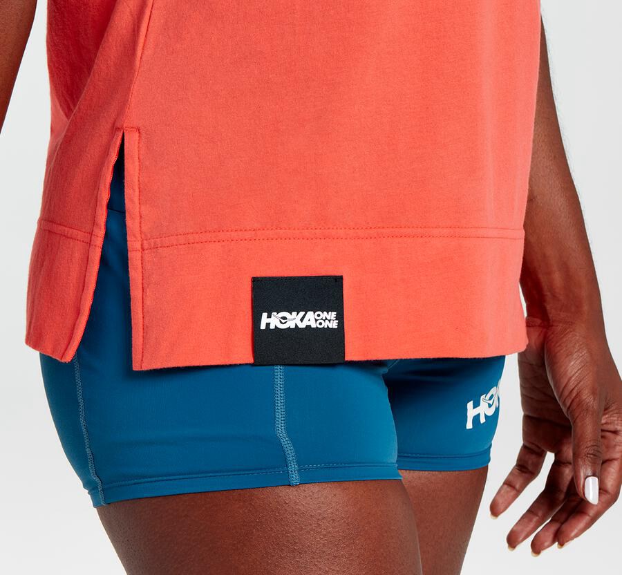 Hoka One One Womens Tee - Brand - Orange - VULX10936